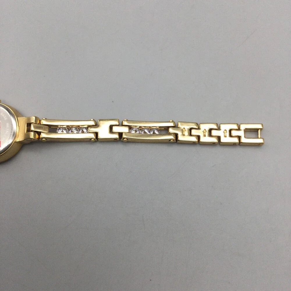 Elgin Womens Watch 20mm Gold Silver Tone Diamond Bracelet New Battery 8.25